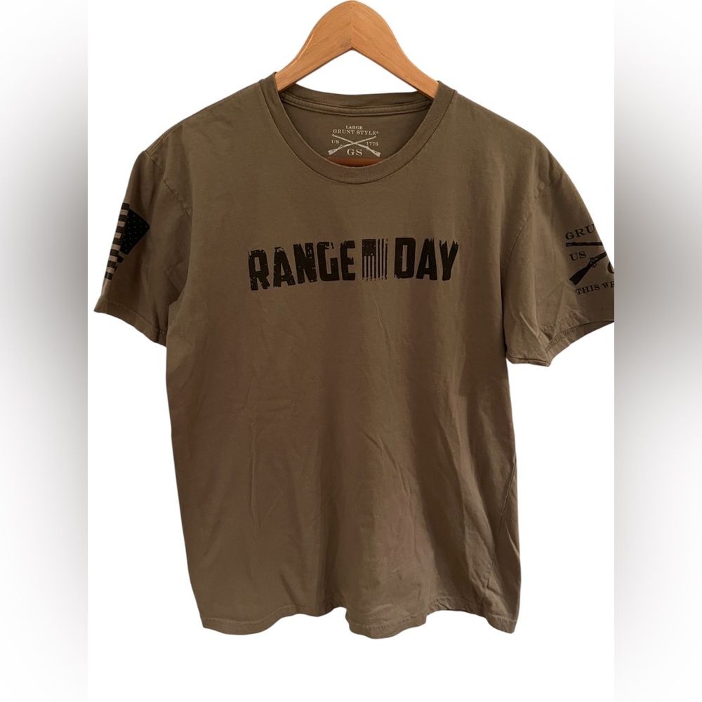 Men’s Army Olive Green Grunt Style Range Day Cotton Shirt Size Large